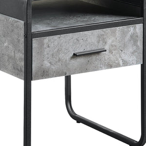 HomeRoots 22" Modern Black & Gray Square End Table with Drawer, Shelf - Stylish, Space-Saving Design for Any Room 486420