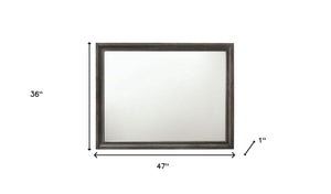 Homeroots 36" Gray Dresser Mirror  Wood,Mirror,Veneer,Composite Wood 486426