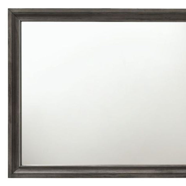 Homeroots 36" Gray Dresser Mirror  Wood,Mirror,Veneer,Composite Wood 486426