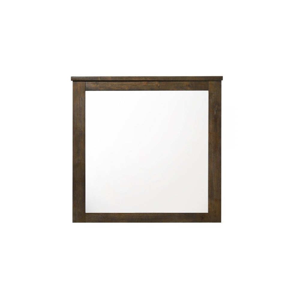 Homeroots 40" Oak Rectangle Dresser Mirror Mounts To Dresser With Frame  Wood,Mirror,Composite Wood 486431