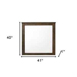 Homeroots 40" Oak Rectangle Dresser Mirror Mounts To Dresser With Frame  Wood,Mirror,Composite Wood 486431