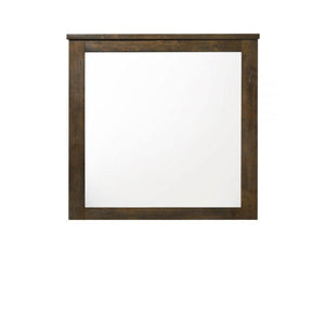 Homeroots 40" Oak Rectangle Dresser Mirror Mounts To Dresser With Frame  Wood,Mirror,Composite Wood 486431