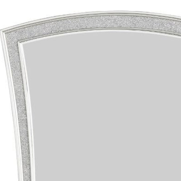 Homeroots 44" Platinum Arch Framed Dresser Mirror  Wood,Sparkling Rhinestones,Mirror,Composite Wood 486433