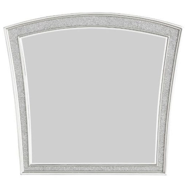 Homeroots 44" Platinum Arch Framed Dresser Mirror  Wood,Sparkling Rhinestones,Mirror,Composite Wood 486433