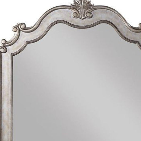 Homeroots 45" Antique Champagne Dresser Mirror Mounts To Dresser With Frame  Wood,Veneer,Composite Wood 486435