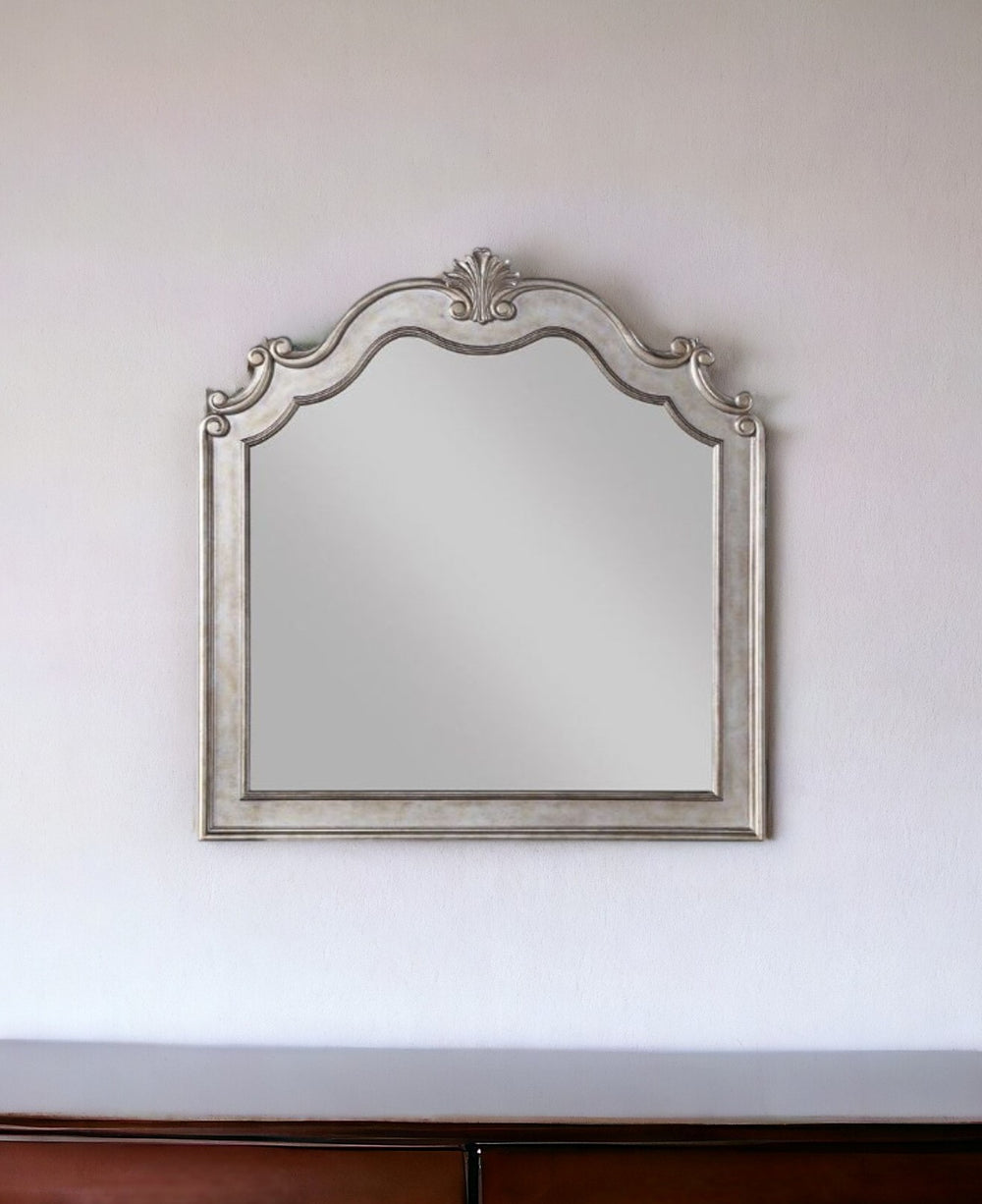 Homeroots 45" Antique Champagne Dresser Mirror Mounts To Dresser With Frame  Wood,Veneer,Composite Wood 486435