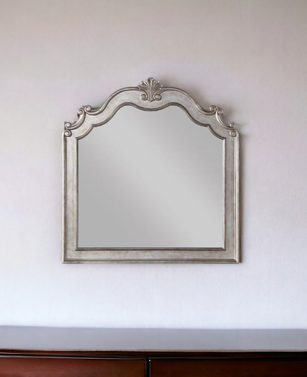 Homeroots 45" Antique Champagne Dresser Mirror Mounts To Dresser With Frame  Wood,Veneer,Composite Wood 486435