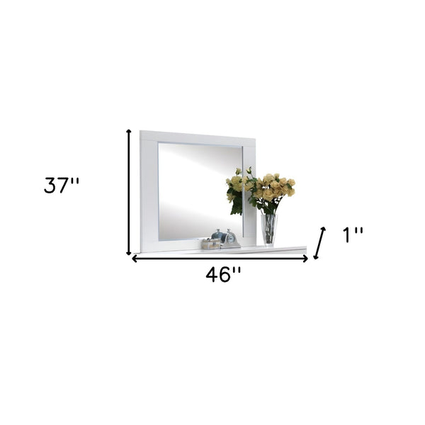 Homeroots 37" White & Chrome Leg Dresser Mirror  Wood,Mirror,Composite Wood 486436