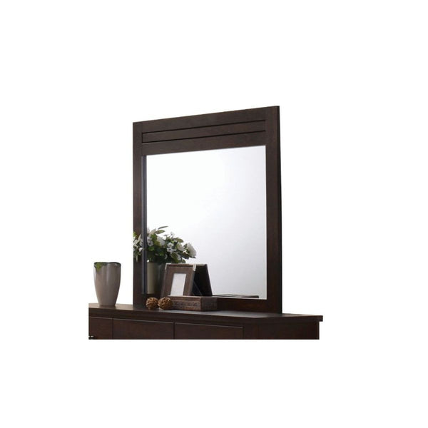 Homeroots Mahogany Rectangle Dresser Mirror  Wood,Mirror,Veneer,Composite Wood 486437