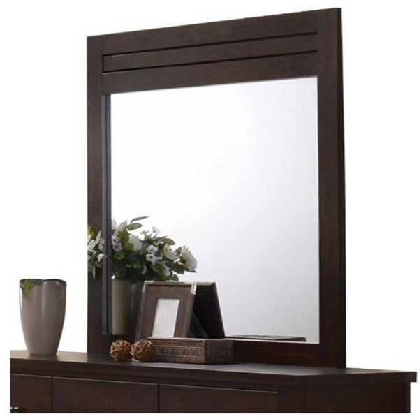 Homeroots Mahogany Rectangle Dresser Mirror  Wood,Mirror,Veneer,Composite Wood 486437