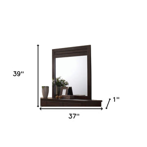 Homeroots Mahogany Rectangle Dresser Mirror  Wood,Mirror,Veneer,Composite Wood 486437