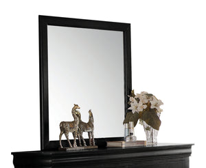 Homeroots 38" Black Rectangle Dresser Mirror Mounts To Dresser With Frame  Wood,Mirror,Veneer (Wood),Composite Wood 486438