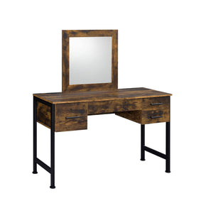 Homeroots 53" Rustic Oak & Black Finish Dresser Mirror   486443