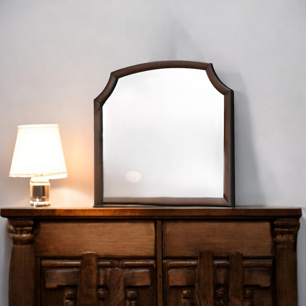 Homeroots 37" Espresso Irregular Dresser Mirror  Wood,Mirror,Composite Wood 486445