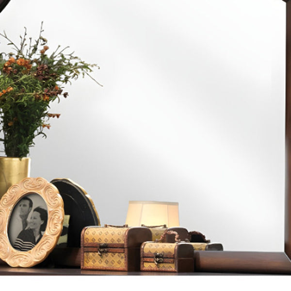 Homeroots 37" Espresso Irregular Dresser Mirror  Wood,Mirror,Composite Wood 486445