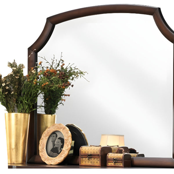 Homeroots 37" Espresso Irregular Dresser Mirror  Wood,Mirror,Composite Wood 486445