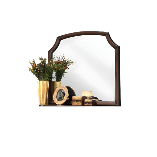 Homeroots 37" Espresso Irregular Dresser Mirror  Wood,Mirror,Composite Wood 486445