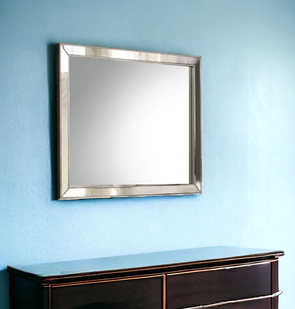 Homeroots 32" Platinum Framed Dresser Mirror  Wood,Mirror,Veneer,Composite Wood 486446