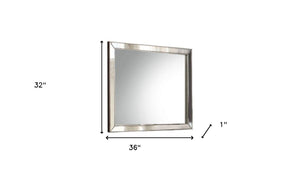 Homeroots 32" Platinum Framed Dresser Mirror  Wood,Mirror,Veneer,Composite Wood 486446
