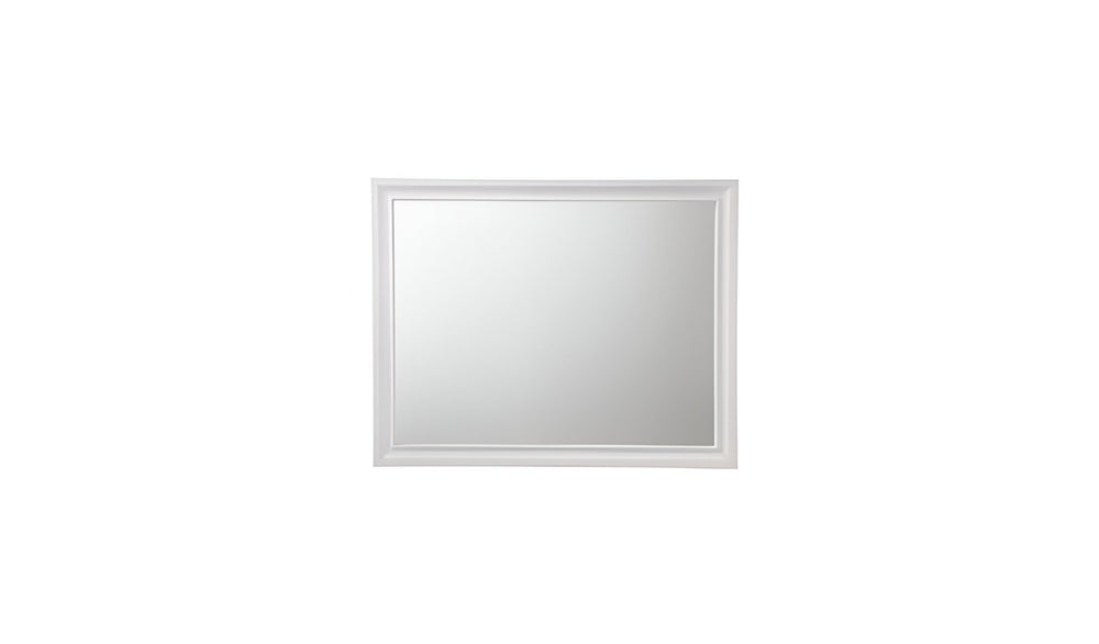 Homeroots 36" White Dresser Mirror  Wood,Mirror,Veneer,Composite Wood 486449