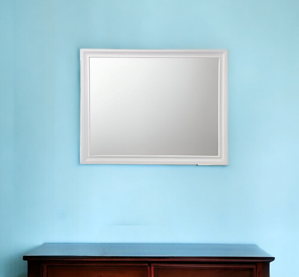 Homeroots 36" White Dresser Mirror  Wood,Mirror,Veneer,Composite Wood 486449
