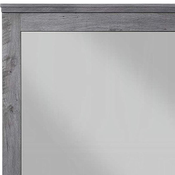 HomeRoots 38" Square Wood Framed Dresser Mirror - Rustic Gray Oak Finish with Premium Clarity & Versatile Mounting 486455