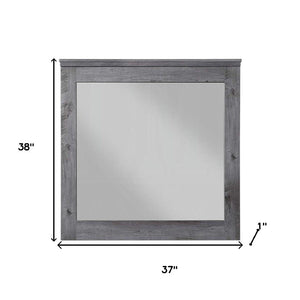 HomeRoots 38" Square Wood Framed Dresser Mirror - Rustic Gray Oak Finish with Premium Clarity & Versatile Mounting 486455