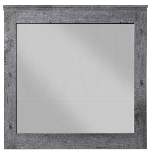 HomeRoots 38" Square Wood Framed Dresser Mirror - Rustic Gray Oak Finish with Premium Clarity & Versatile Mounting 486455