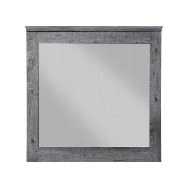 HomeRoots 38" Square Wood Framed Dresser Mirror - Rustic Gray Oak Finish with Premium Clarity & Versatile Mounting 486455