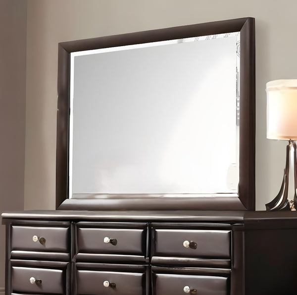 Homeroots 36" Dark Merlot Dresser Mirror  Wood,Mirror,Veneer Wood,Composite Wood 486456