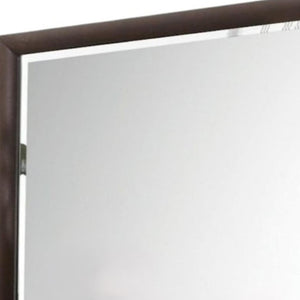 HomeRoots 36" Merlot Wood Framed Dresser Mirror – Elegant Beveled Design for Stylish Bedroom Décor Upgrade 486456