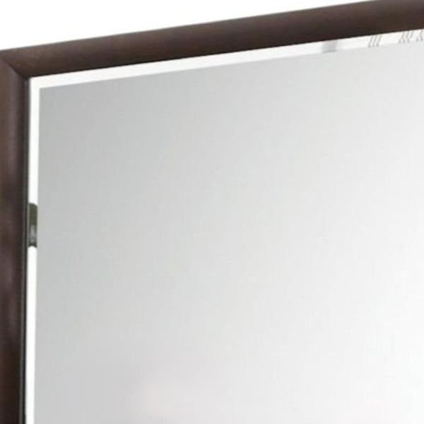 HomeRoots 36" Merlot Wood Framed Dresser Mirror – Elegant Beveled Design for Stylish Bedroom Décor Upgrade 486456