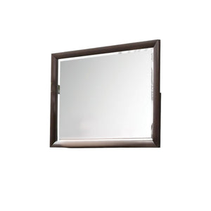 HomeRoots 36" Merlot Wood Framed Dresser Mirror – Elegant Beveled Design for Stylish Bedroom Décor Upgrade 486456