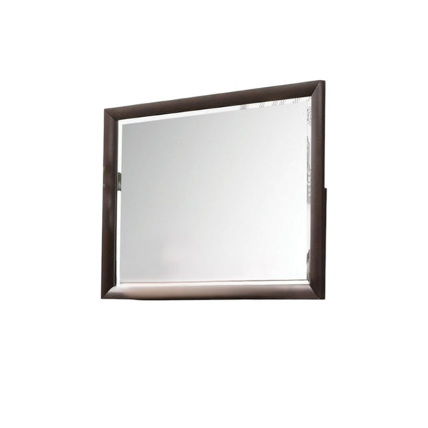 HomeRoots 36" Merlot Wood Framed Dresser Mirror – Elegant Beveled Design for Stylish Bedroom Décor Upgrade 486456