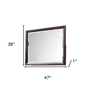 HomeRoots 36" Merlot Wood Framed Dresser Mirror – Elegant Beveled Design for Stylish Bedroom Décor Upgrade 486456