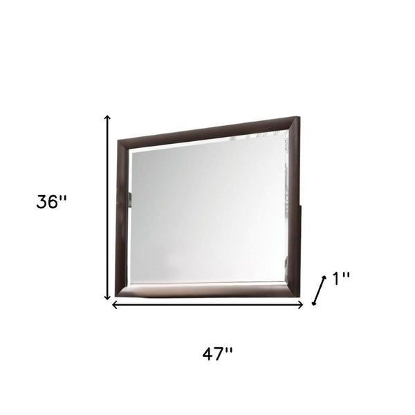 HomeRoots 36" Merlot Wood Framed Dresser Mirror – Elegant Beveled Design for Stylish Bedroom Décor Upgrade 486456