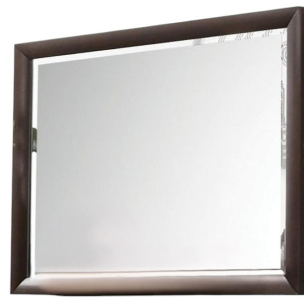 HomeRoots 36" Merlot Wood Framed Dresser Mirror – Elegant Beveled Design for Stylish Bedroom Décor Upgrade 486456