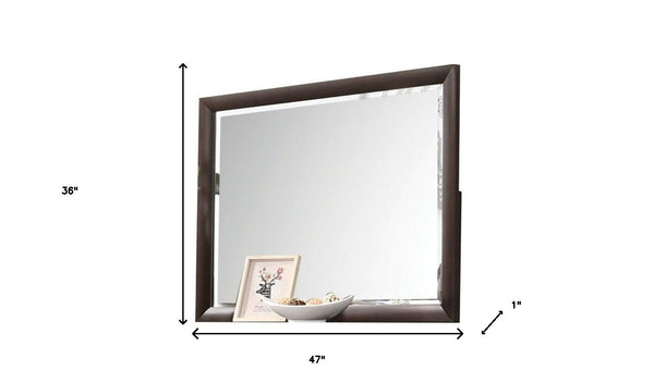 Homeroots 36" Dark Merlot Dresser Mirror  Wood,Mirror,Veneer Wood,Composite Wood 486456