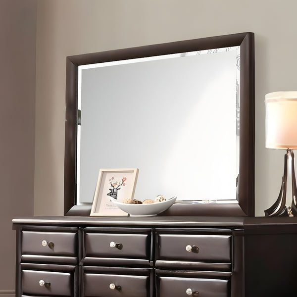 Homeroots 36" Dark Merlot Dresser Mirror  Wood,Mirror,Veneer Wood,Composite Wood 486456