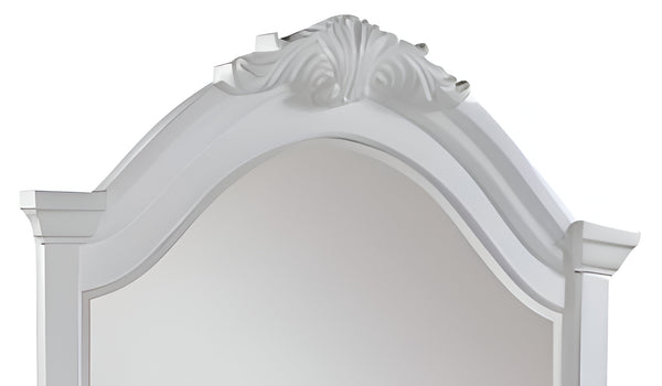 Homeroots 43" White Finish Arch Dresser Mirror  Wood,Mirror 486460