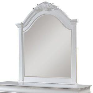 Homeroots 43" White Finish Arch Dresser Mirror  Wood,Mirror 486460