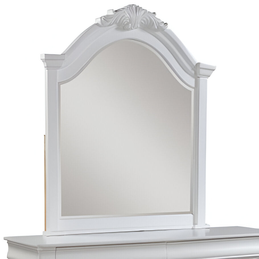 Homeroots 43" White Finish Arch Dresser Mirror  Wood,Mirror 486460