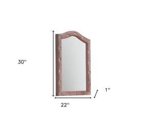 Homeroots 30" Pink Fabric Dresser Mirror  Upholstered,Composite Wood 486461