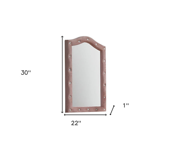 Homeroots 30" Pink Fabric Dresser Mirror  Upholstered,Composite Wood 486461