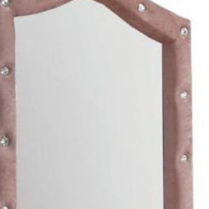 Homeroots 30" Pink Fabric Dresser Mirror  Upholstered,Composite Wood 486461