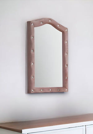 Homeroots 30" Pink Fabric Dresser Mirror  Upholstered,Composite Wood 486461