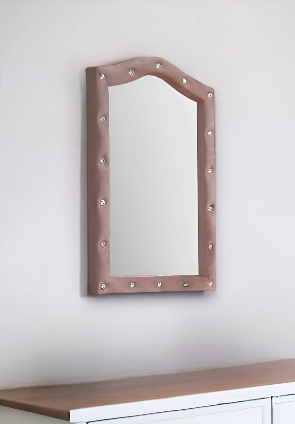 Homeroots 30" Pink Fabric Dresser Mirror  Upholstered,Composite Wood 486461