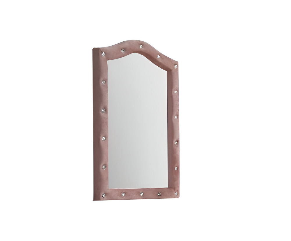 Homeroots 30" Pink Fabric Dresser Mirror  Upholstered,Composite Wood 486461
