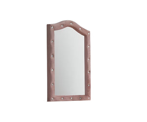 Homeroots 30" Pink Fabric Dresser Mirror  Upholstered,Composite Wood 486461