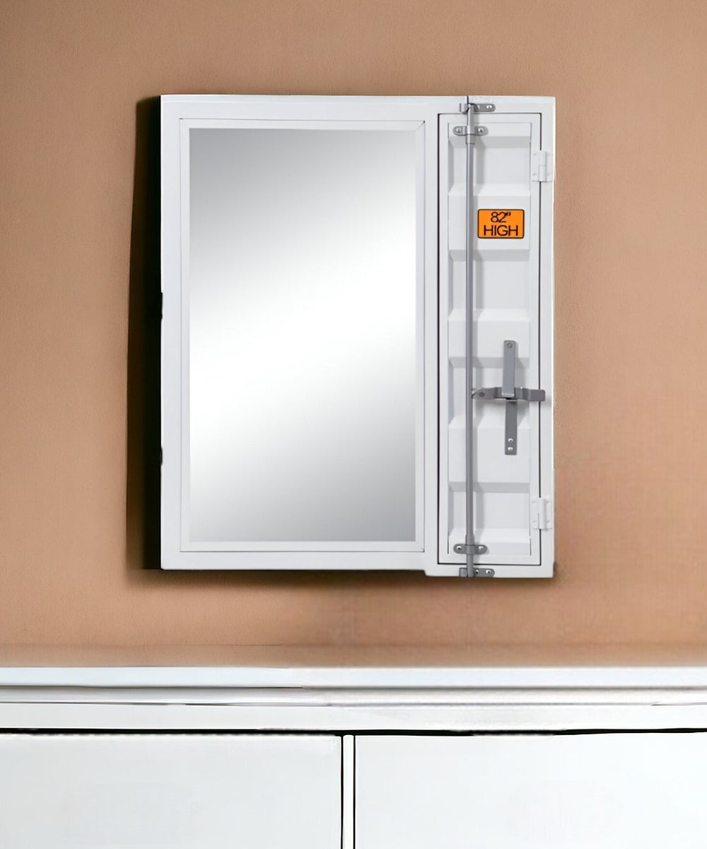 Homeroots 32" White Rectangle Mounts To Dresser Dresser Mirror  Metal,Mirror,Composite Wood 486462